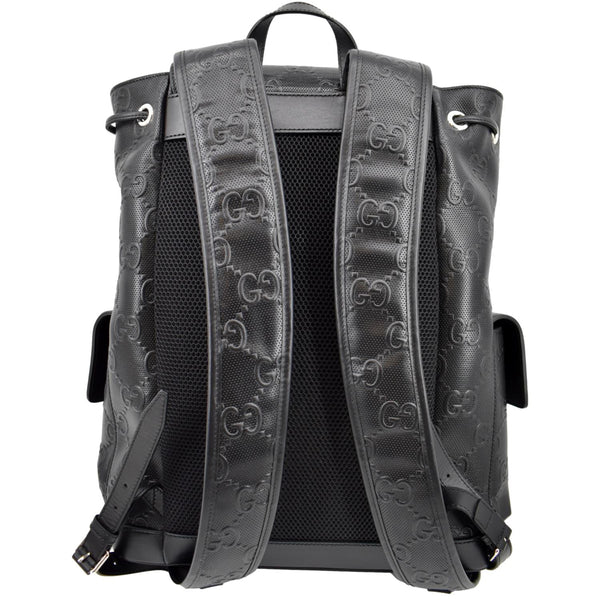 Gucci black GG Embossed Leather Backpack in ‎Black Color - Back
