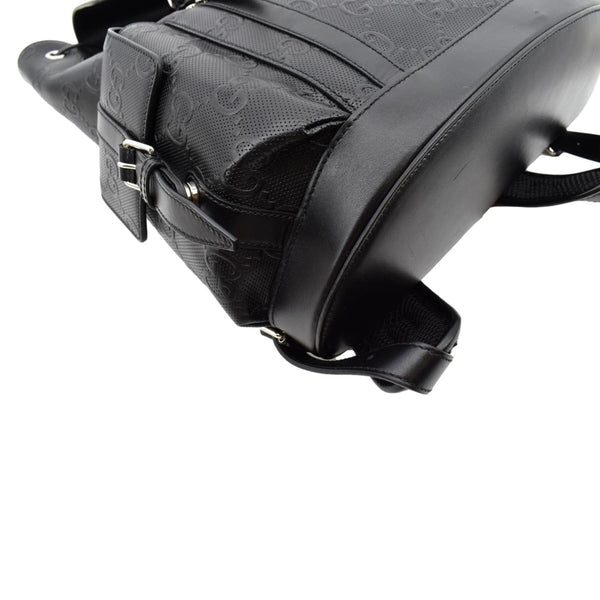 Gucci black GG Embossed Leather Backpack in ‎Black Color - Bottom Left