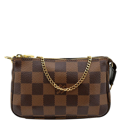 LOUIS VUITTON Mini Pochette Damier Ebene Accessoires Pouch Brown