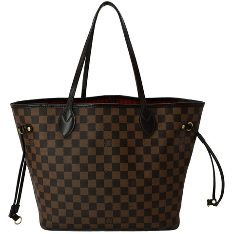 LOUIS VUITTON Neverfull MM Damier Ebene Tote Bag Brown