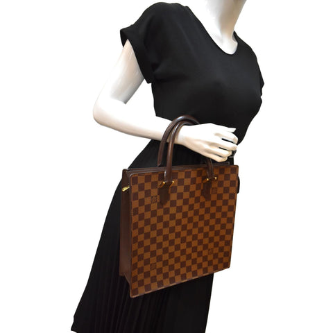 LOUIS VUITTON Sac Plat PM Damier Ebene Tote Bag Brown