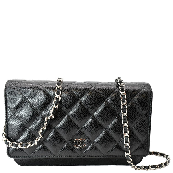 CHANEL CC WOC Caviar Leather Wallet On Chain Crossbody Bag Black