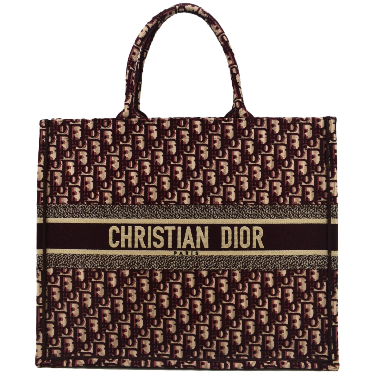 Christian Dior Book Oblique Embroidered Canvas Tote Bag - Front