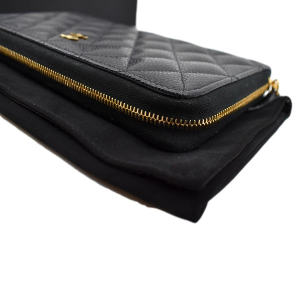 Chanel Long Zippy Caviar Leather Wallet in Black Color - Top Left