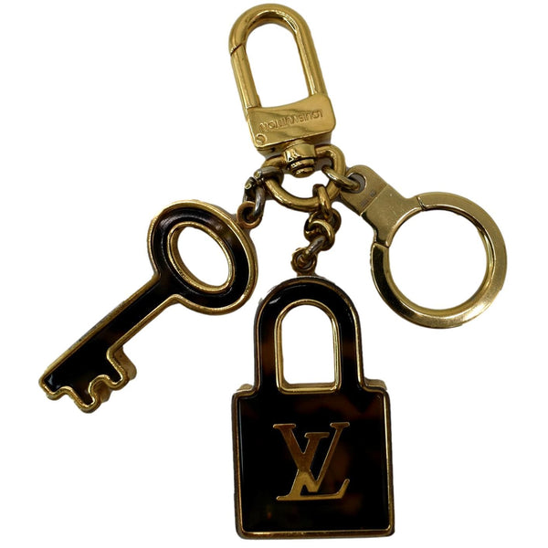 Louis Vuitton Resin Lock and Key Monogram Bag Charm Gold - Full View