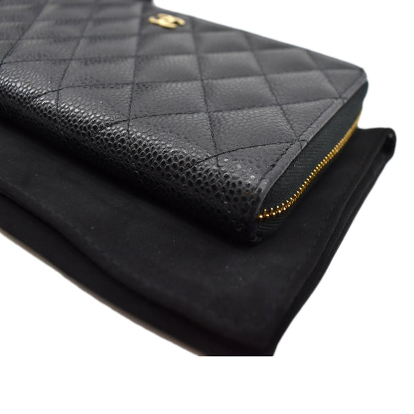 Chanel Long Zippy Caviar Leather Wallet in Black Color - Bottom Right