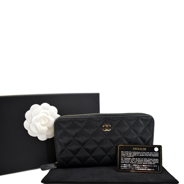Chanel Long Zippy Caviar Leather Wallet in Black Color - Product