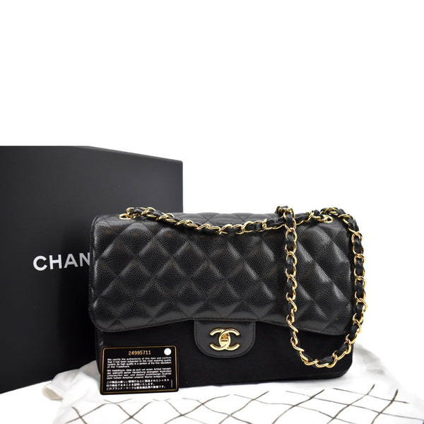 Chanel Jumbo Double Flap Caviar Leather Shoulder Bag - Product