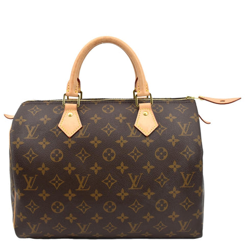 LOUIS VUITTON Speedy 30 Monogram Canvas Satchel Bag Brown