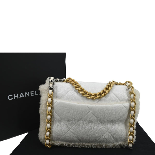 Chanel 19 Flap Shearling Patent Leather Shoulder Bag - Back