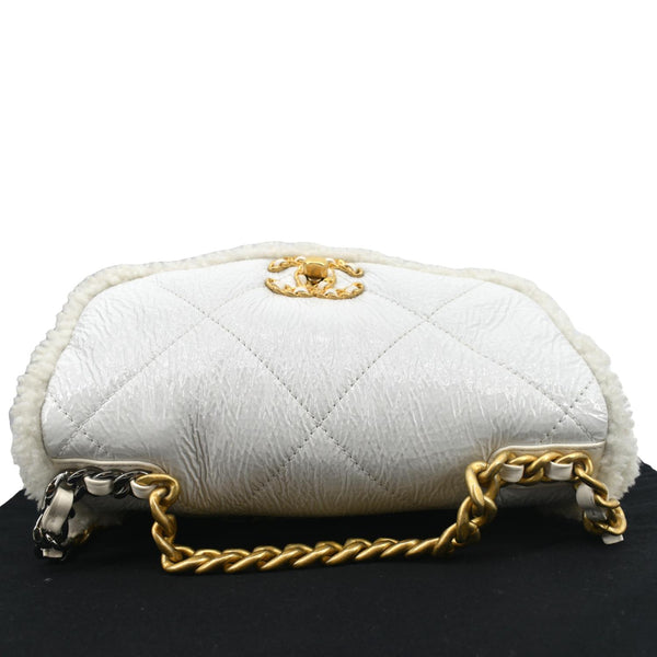 Chanel 19 Flap Shearling Patent Leather Shoulder Bag - Top