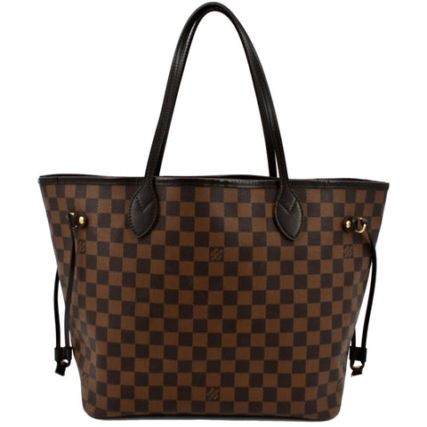 LOUIS VUITTON Neverfull MM Damier Ebene Tote Bag Brown