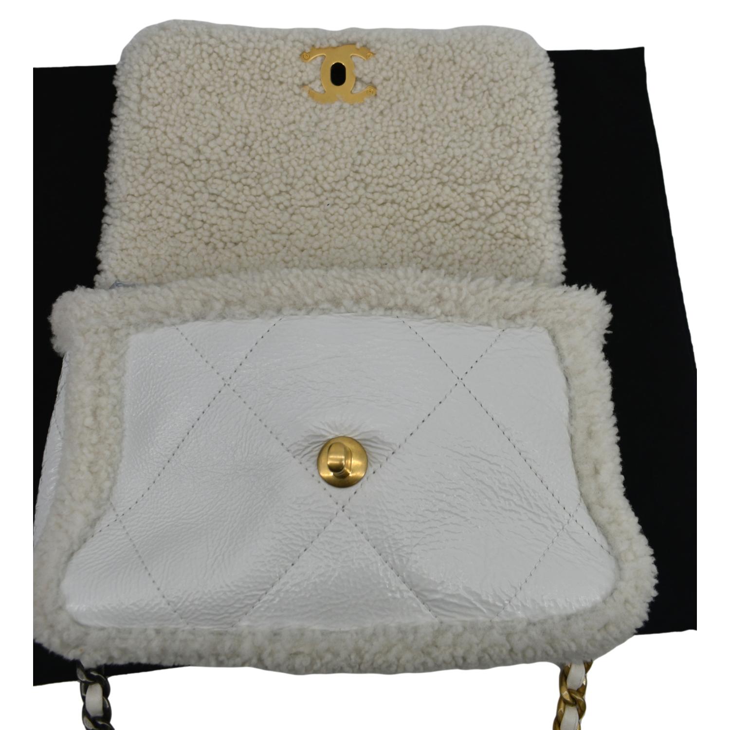 Chanel 19 Flap Shearling Patent Leather Shoulder Bag