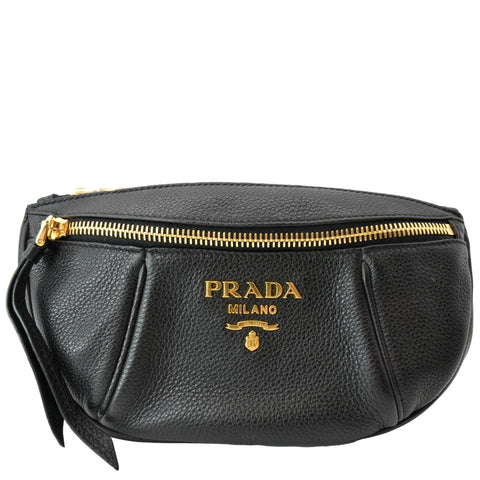 PRADA Vitello Daino Leather Belt Bag Black