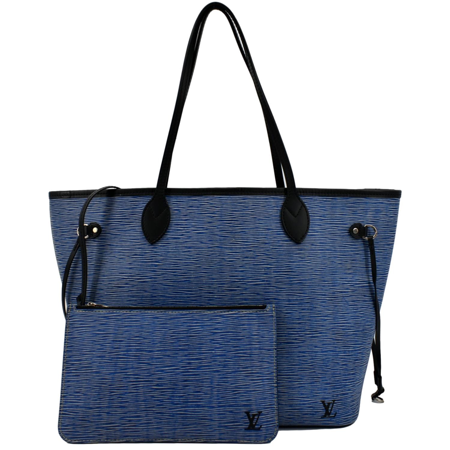 LOUIS VUITTON Neverfull MM Epi Leather Tote Shoulder Bag Blue