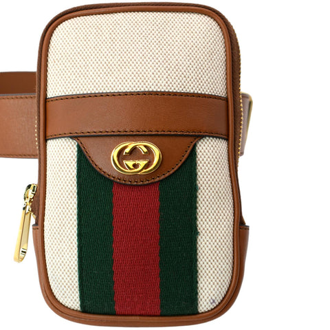 GUCCI Phone Case Vintage Canvas Belt Bag Dark Brown 581519