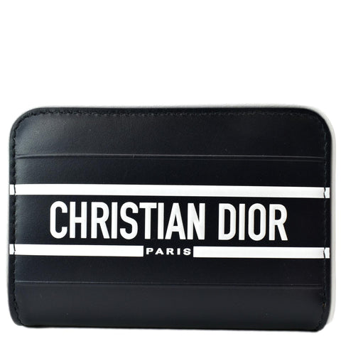 CHRISTIAN DIOR Small Vibe Voyageur Calfskin Leather Card Holder Blue