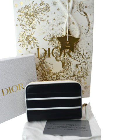 CHRISTIAN DIOR Small Vibe Voyageur Calfskin Leather Card Holder Blue