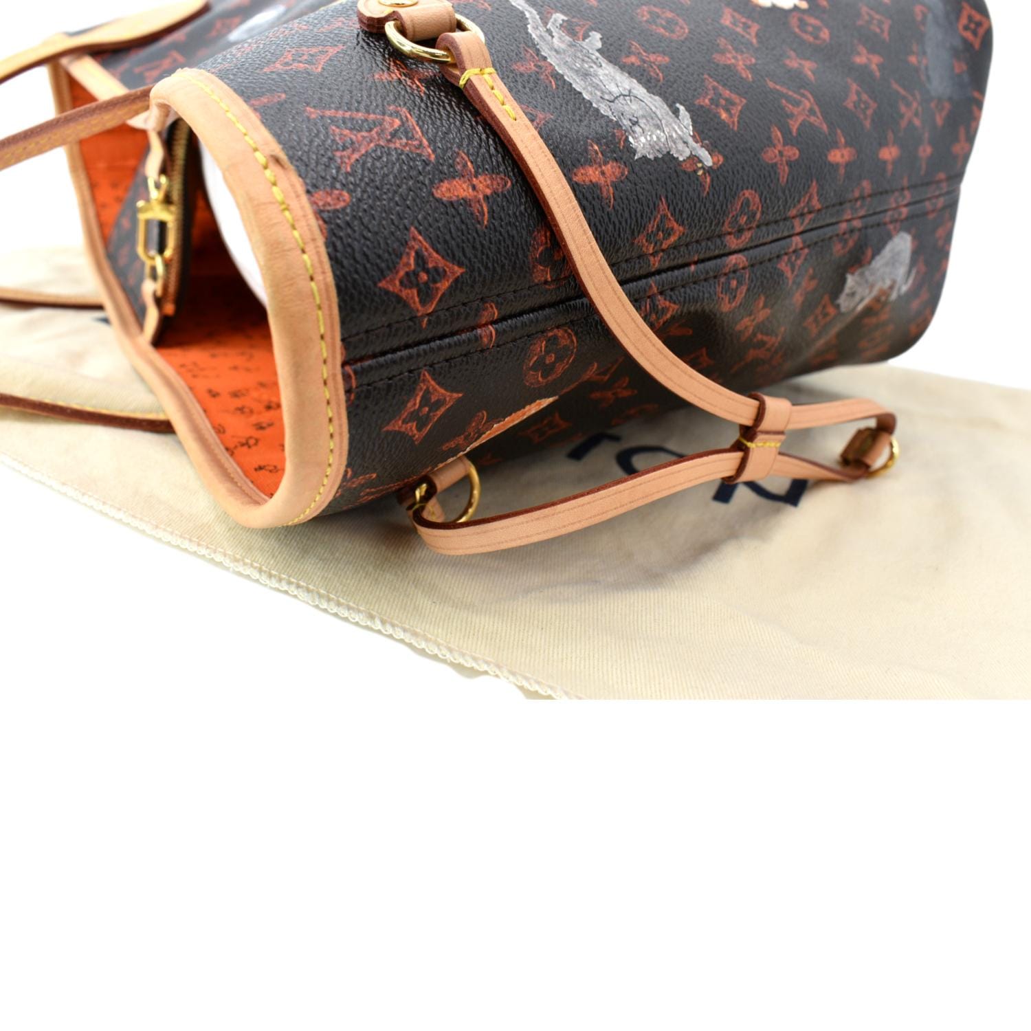 LOUIS VUITTON Catogram Neverfull MM Tote Bag Pouch M44441 Cat Animal New  receipt