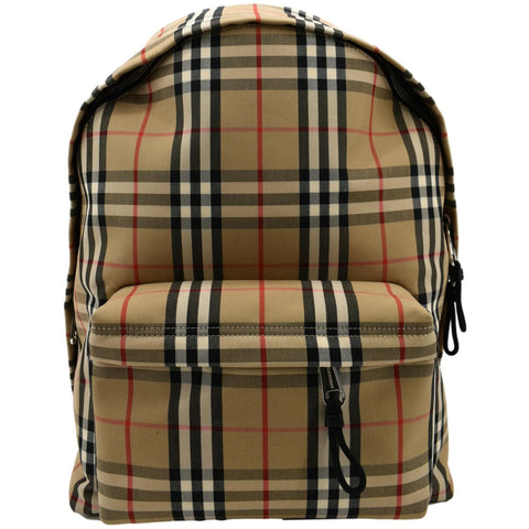 Burberry Vintage Check Nylon Backpack Bag Beige