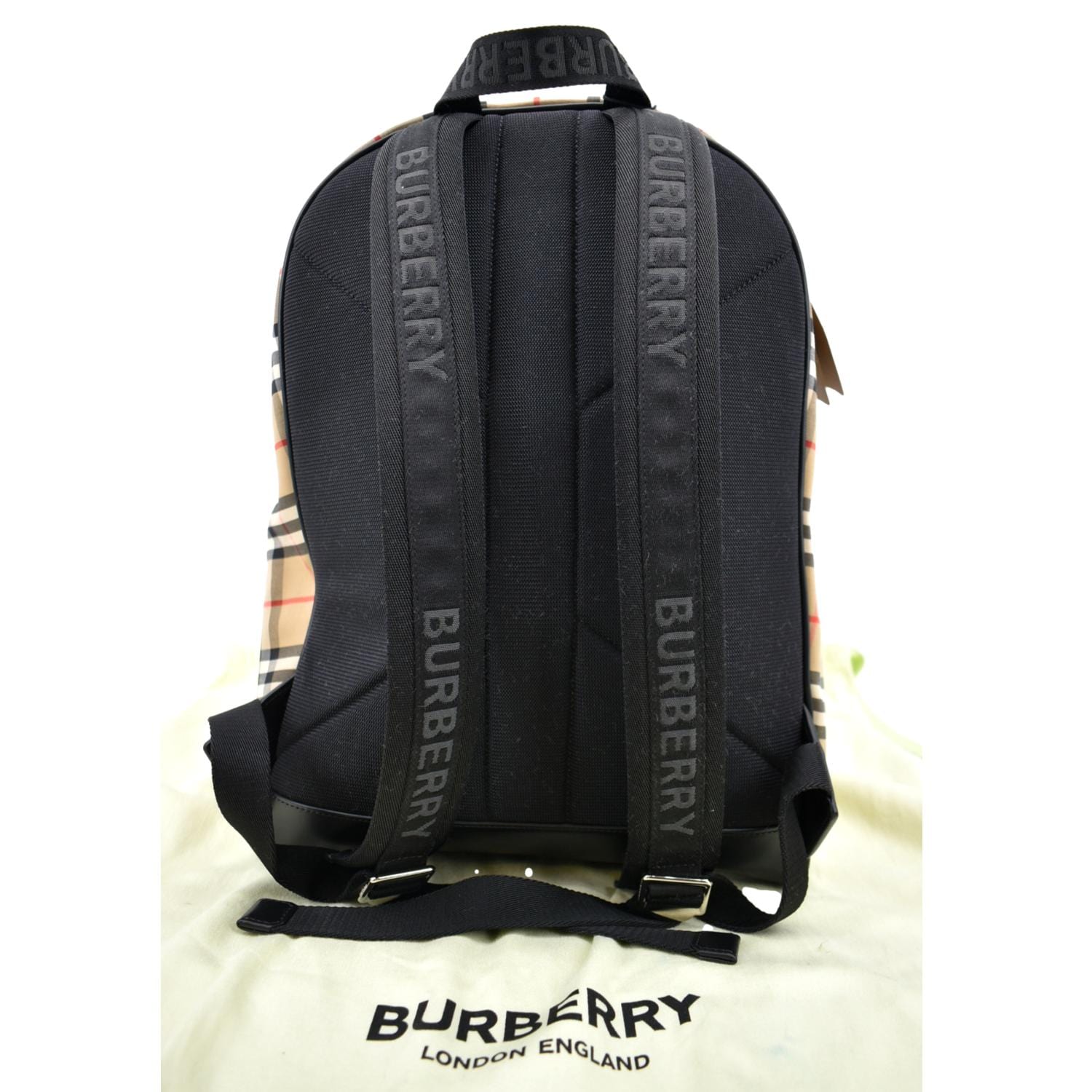 Burberry Vintage Check Nylon Backpack Bag Beige