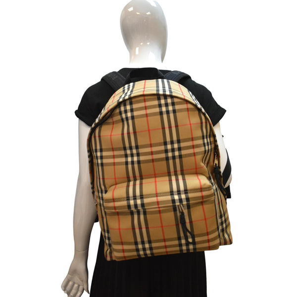 Burberry Vintage Check Nylon Backpack Bag Beige