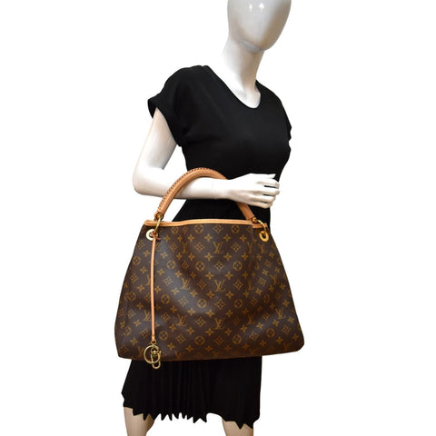 Louis Vuitton Artsy MM Monogram Canvas Hobo Bag Brown - Full View