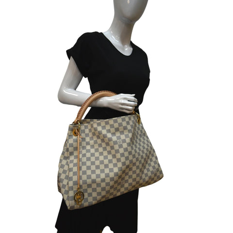 LOUIS VUITTON Artsy MM Damier Azur Hobo Bag White