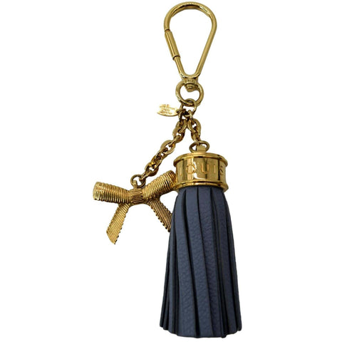 LOUIS VUITTON Tassel Pebbled Leather Bag Charm Blue