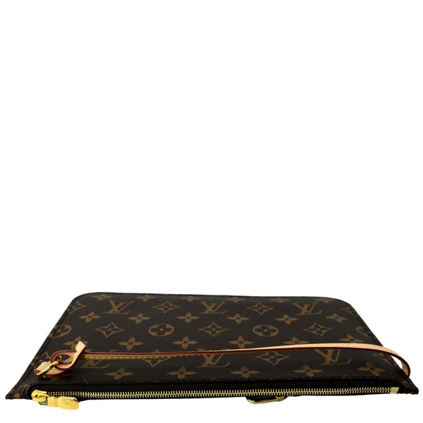 LOUIS VUITTON Neverfull Monogram Canvas Pochette Wristlet Pouch Brown