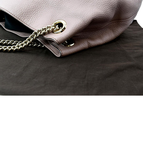 GUCCI Soho Medium Pebbled Leather Chain Shoulder Bag Light Pink 308982