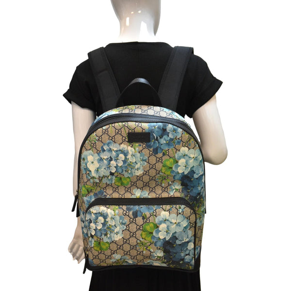 Gucci Blooms GG Supreme Monogram Backpack Light Blue  - Full View