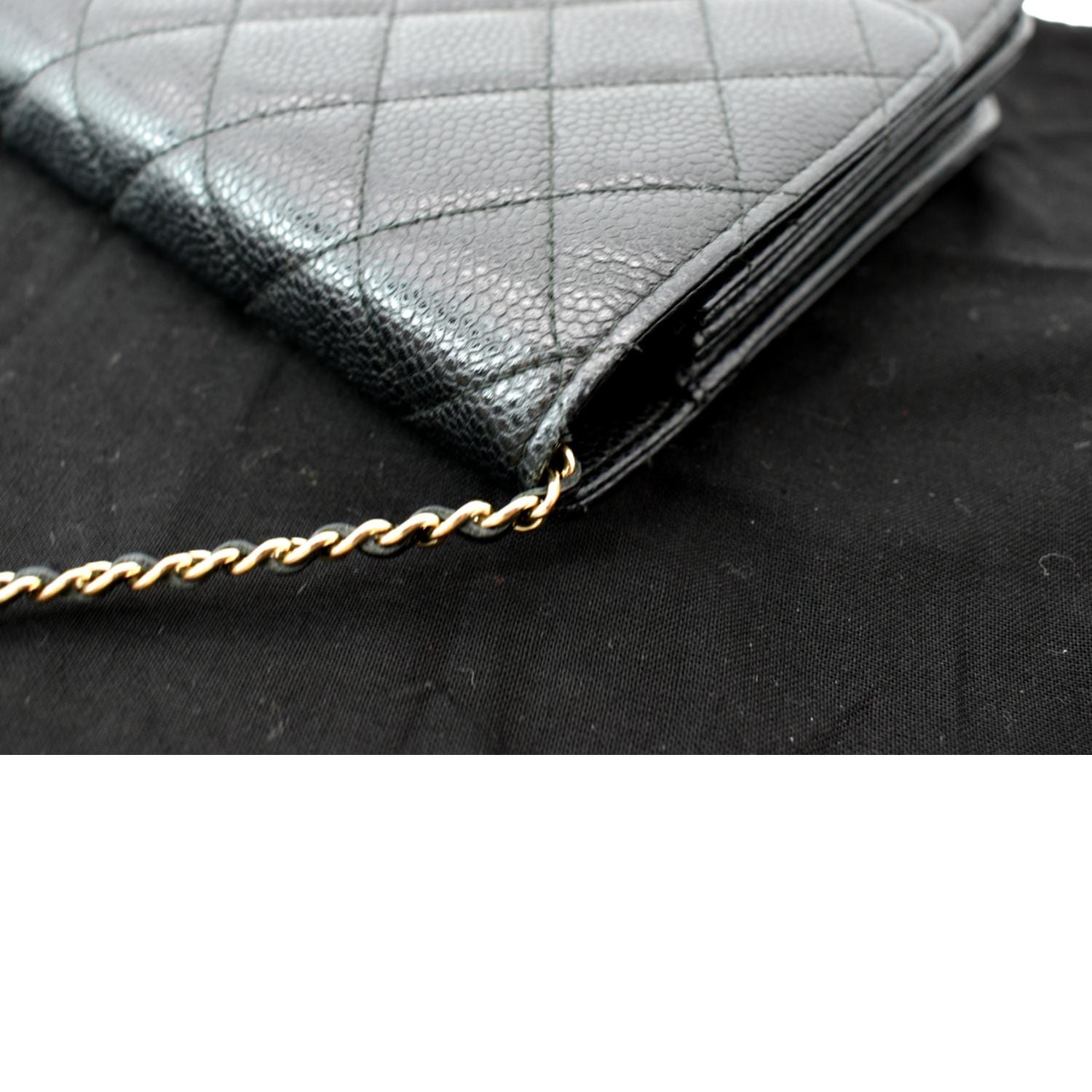 CHANEL Golden Class Caviar Leather Wallet on Chain Bag Black