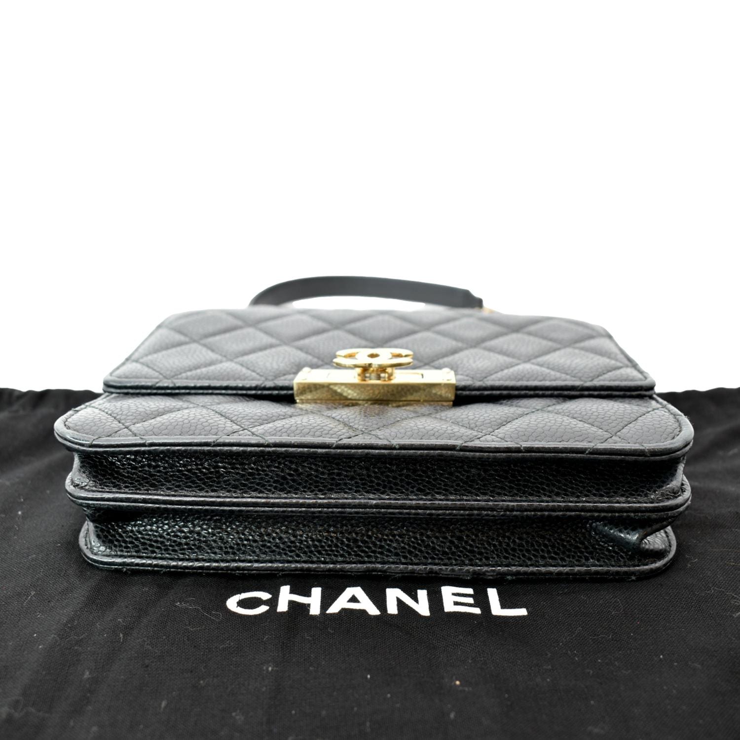 New CHANEL 23B Wallet on Chain BIG CC Caviar Leather Black WOC Bag Gold  Magenta