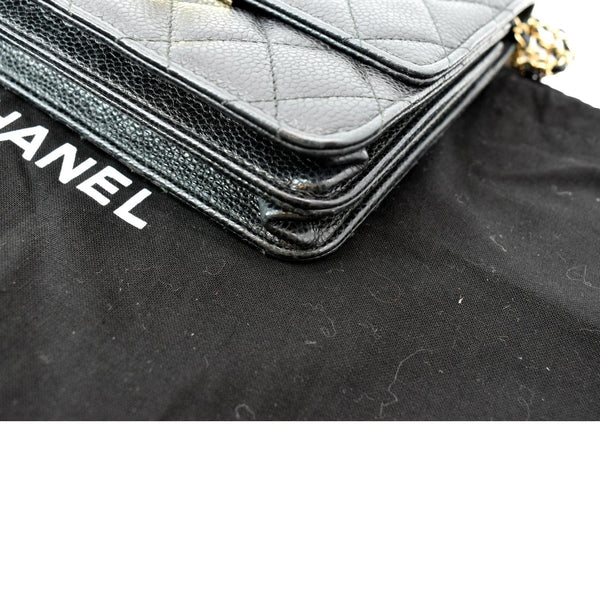 CHANEL Golden Class Caviar Leather Wallet on Chain Bag Black