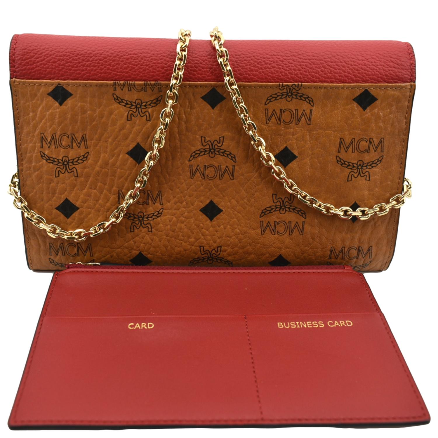 Authentic MCM Visetos Millie Flap Crossbody Wallet On Chain