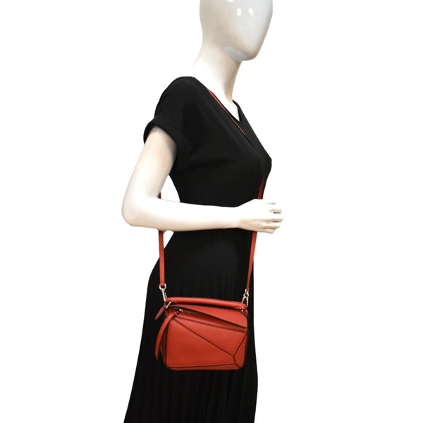 LOEWE Puzzle Mini Leather Shoulder Bag Orange