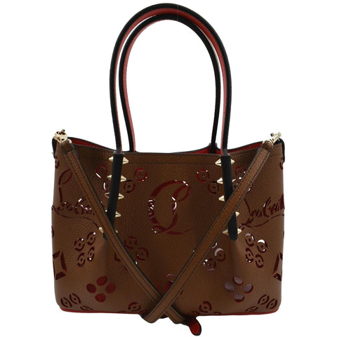 CHRISTIAN LOUBOUTIN Cabarock Loubinthesky Perforated Spikes Tote Bag Brown