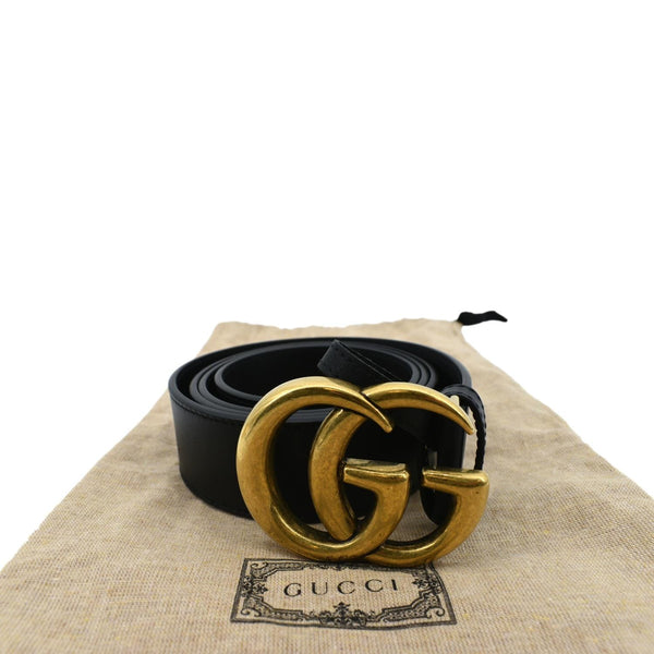 Gucci Double G Buckle Black Leather Belt Size 44 Black - Product