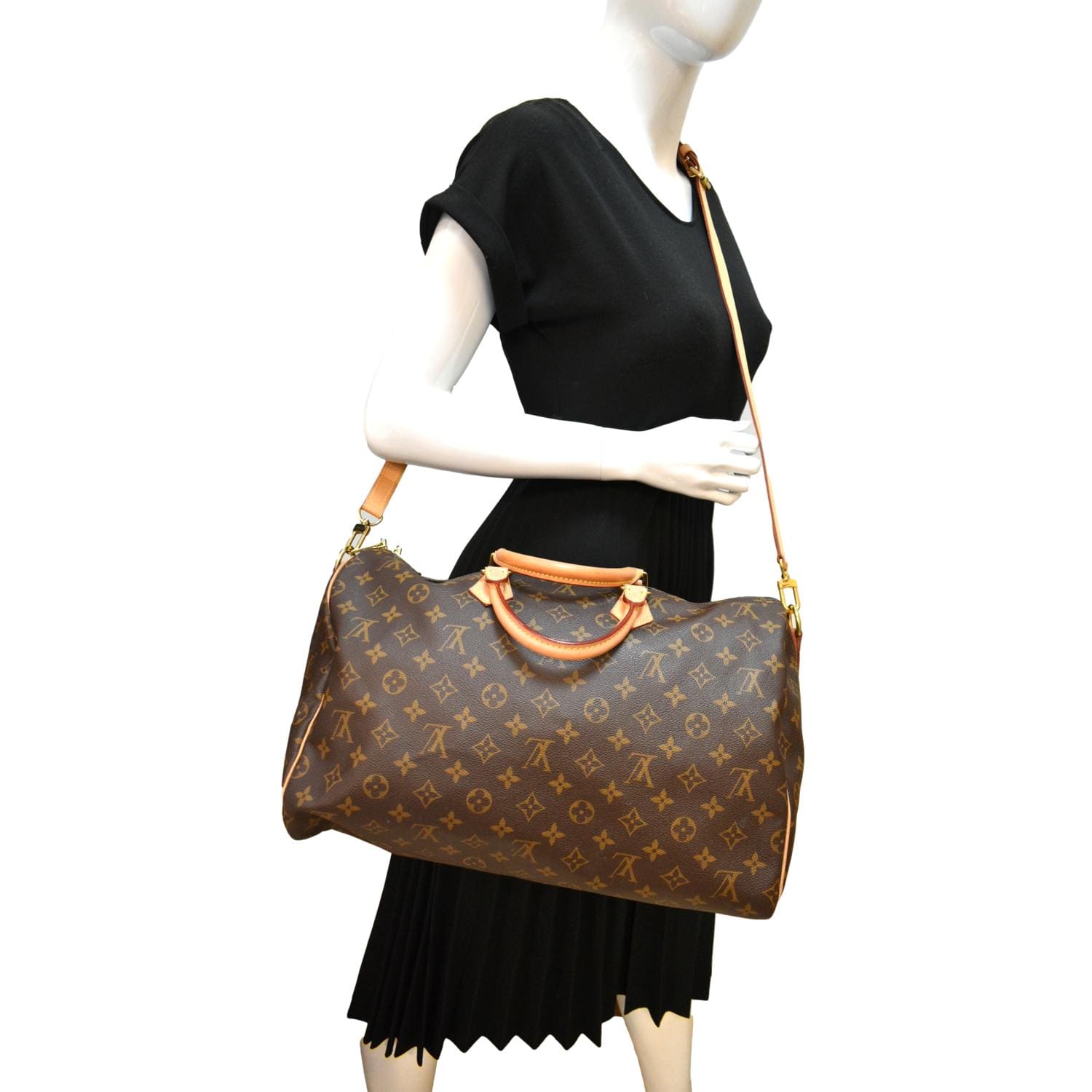 Louis Vuitton Monogram Speedy 40 Leather Fabric Brown Handbag