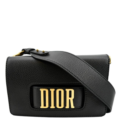 CHRISTIAN DIOR Dio(r)evolution Flap Grained Calfskin Shoulder Bag Black