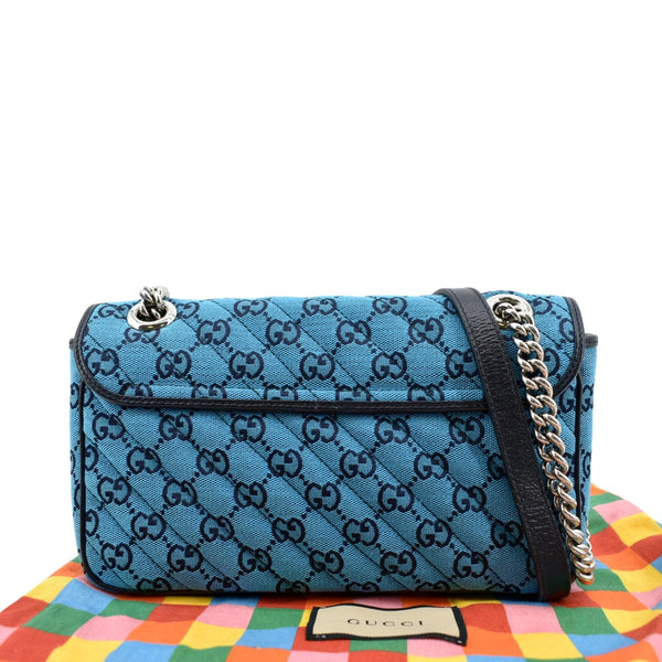 Gucci GG Marmont Canvas Leather Crossbody Bag Blue - Back