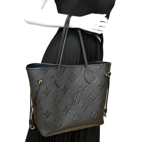 LOUIS VUITTON Neverfull MM Monogram Empreinte Tote Bag Black