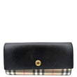 Burberry Continental Vintage Leather Check Wallet Black - Front