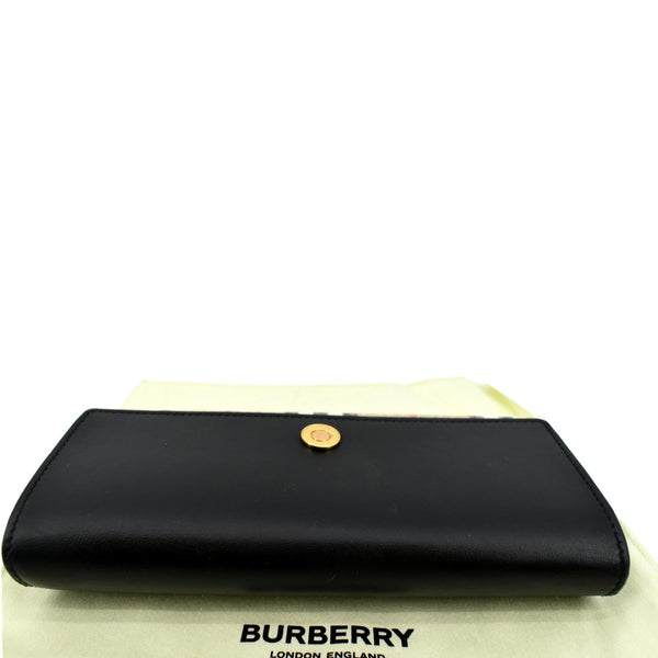 Burberry Continental Vintage Leather Check Wallet Black - Top