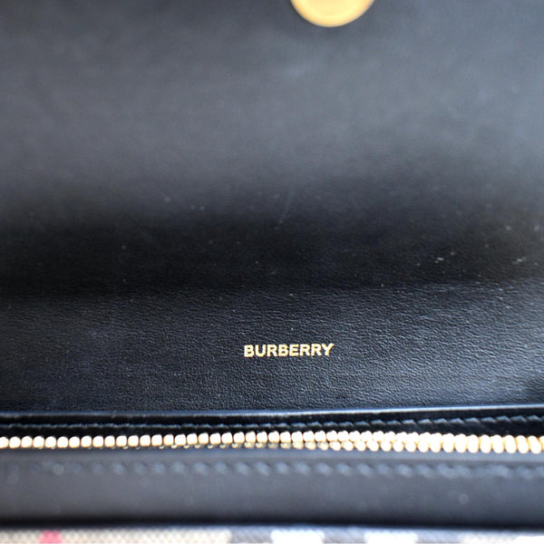 Burberry Continental Vintage Leather Check Wallet Black - Stamp