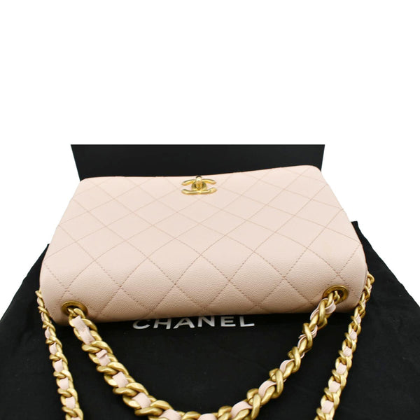 CHANEL Medium Fashion Therapy Flap Quilted Caviar Crossbody Bag Nude