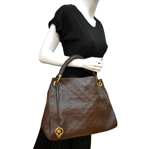 LOUIS VUITTON Artsy MM Monogram Empreinte Leather Shoulder Bag Terre
