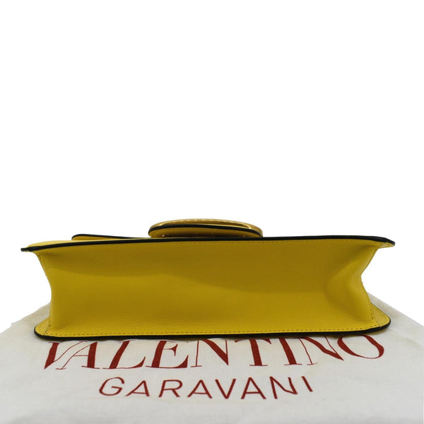 VALENTINO Garavani Loco V Logo Calfskin Leather Shoulder Bag Yellow