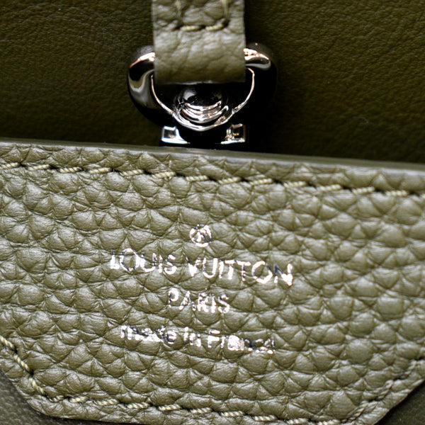LOUIS VUITTON Capucines MM Taurillon Python Leather Satchel Bag Khaki Green